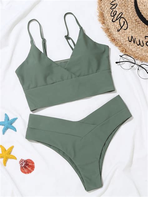 Surplice Neck Bikini Swimsuit Shein Usa