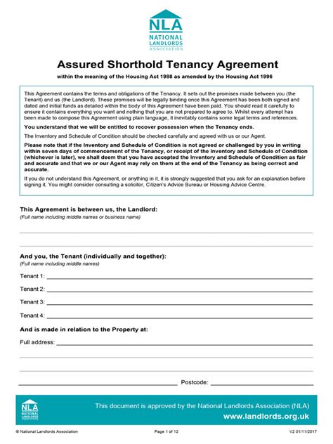 Assured Shorthold Tenancy Agreement Pdf