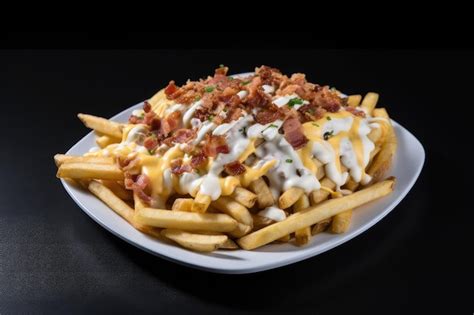 Premium Ai Image Deluxe Plate Of Fries With Cheese Bacon And Ranch