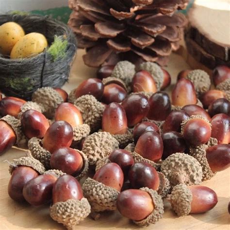 10pcs Fake Fruits Artificial Mini Acorn Oak Foam Nut Ornaments Home