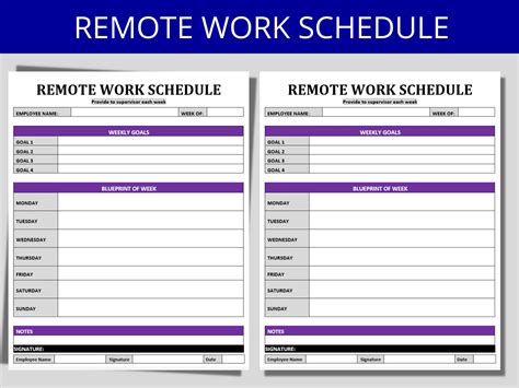 Remote Work Schedule Template Hr Templates Human Resources Forms