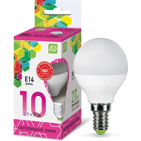 Лампа ASD сд LED-ШАР-std 10Вт 230В Е14 6500К 900Лм 4690612015460 ...