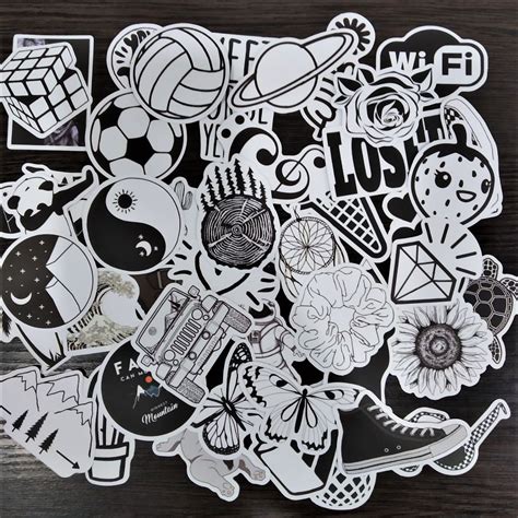 Набор виниловых наклеек стикеров Стикерпак Черно-белые Стикербомбинг на ...