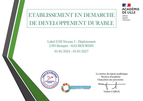 Le label E3D Etablissement en démarche de développement durable