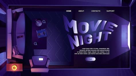 Free Vector | Movie night cartoon landing page