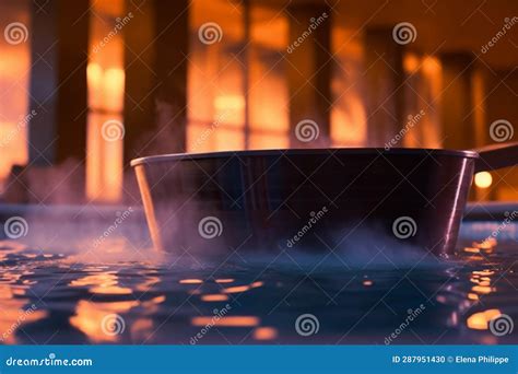 Hot Spring Bathing Bathroom Pink And Blue Light Color Decoration Interior Welness Center Stock