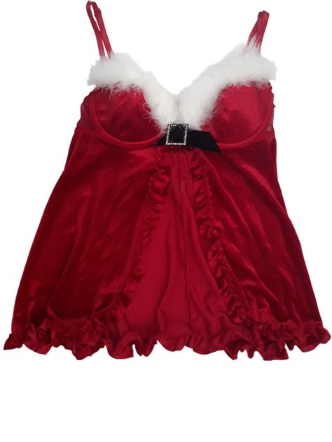 Women Velvet Santa Clause Christmas Babydoll Nightie Nightgown Lingerie Teddy Walmart