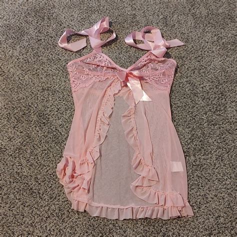 Intimates Sleepwear Lace Ruffle Trim Mesh Babydoll Sexy Lingerie Dress Poshmark