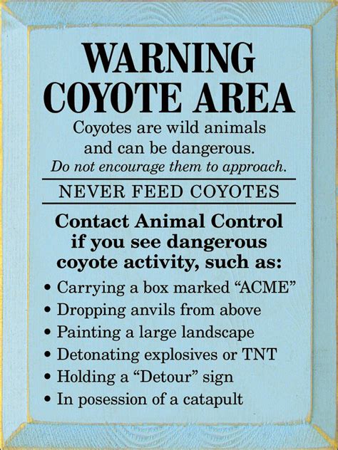 Warning Coyote Area Wooden Sign Country Marketplace