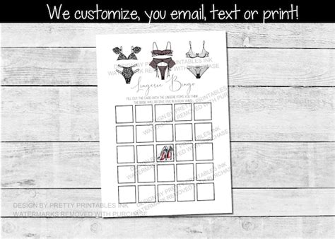 Lingerie Bingo Game Printable Lingerie Shower Game Lingerie Party Game Lingerie Bridal