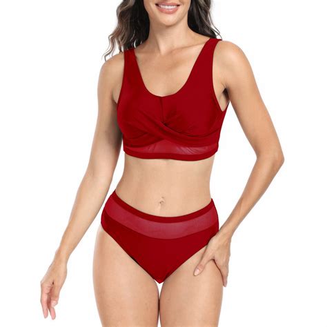 Women S Sexy Scoop Neck Padded Cutout Strappy Thong Bikini Set Swimsuit