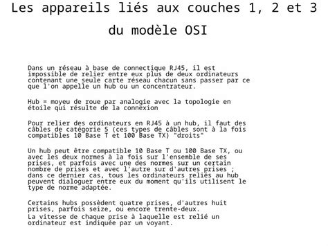 PPT Les appareils liés aux couches 1 2 et 3 du modèle OSI Dans un