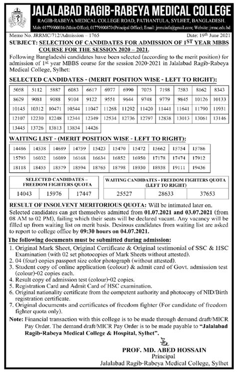Private Medical College Admission Circular 2024 25