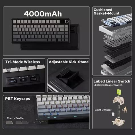 Epomaker X Aula F Max Tri Mode Wireless Gaming Keyboard Tft Screen Knob Hot