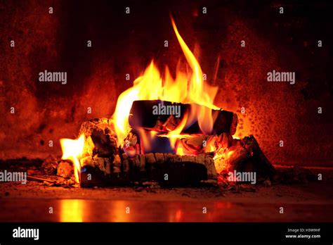 Burning Firewood Stock Photo Alamy
