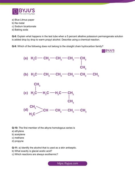 Class Chemistry Worksheet On Chapter Carbon And Its Compounds Set