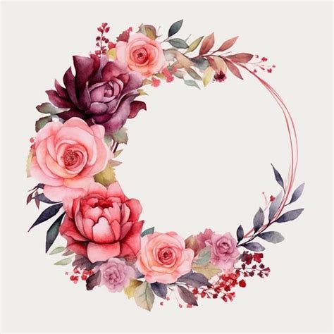 Watercolor Rose Floral Frame Watercolor Circle Frame Png Watercolor