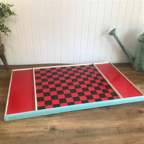 Antique Chess Board Wooden Checker Board Vintage Game Board Chess