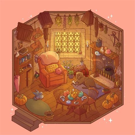 Hagrids Hut An Art Print By Brittnie 部屋 イラスト 街並みアート ヴィネット