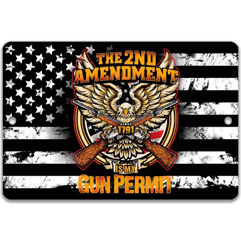 2nd Amendment Us Distressed Flag With Eagle Metal Sign Ts For Him