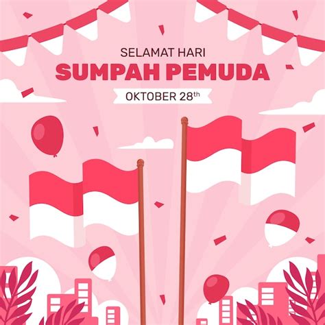 Free Vector Flat Background For Indonesian Sumpah Pemuda