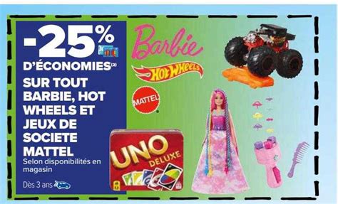 Promo Barbie Hot Wheels Et Jeux De Soci T Mattel Chez Carrefour