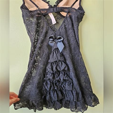Victoria S Secret Intimates Sleepwear Victorias Secret A Black And Nude Lace Babydoll