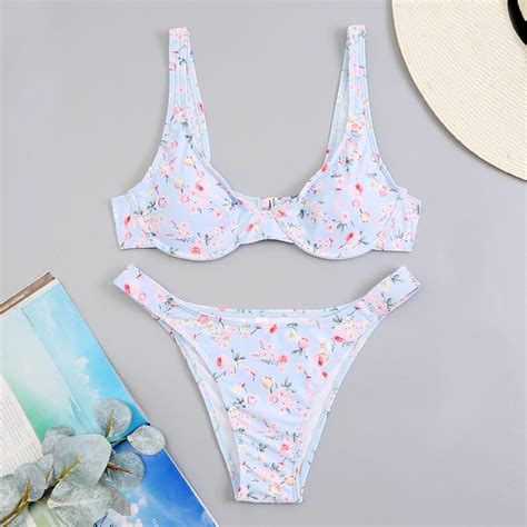 IDALL Bikini Sets Bathing Suit Women Print Bikini Set Swimming Two