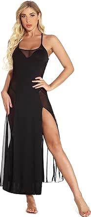 Hisexy Long Semi Sheer Maxi Dress For Women Plus Size Sexy Robe Lingerie Set Black Xx Large