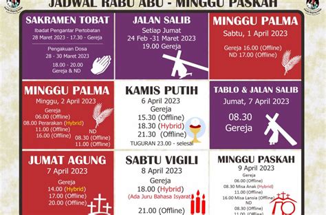 Jadwal Misa Minggu Palma Kamis Putih Jumat Agung Malam Paskah