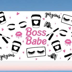 Lashes Coffee SVG Libbey Glass Wrap Svg Girl Boss Babe Makeup Oz Libby Can Beer Full Wrap
