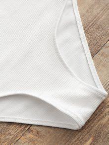 Bandeau Top And High Waisted Slip Bikini Bottoms In WHITE ZAFUL