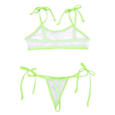 Sexy Female Micro Mini Bikini Set Women Swimming Bathing Suit Adult See Through Mesh Sheer
