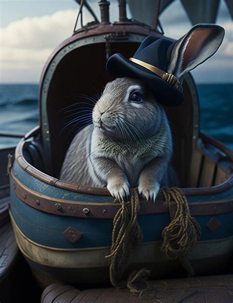 Premium Photo A Rabbit Wearing A Hat Sits In A Suitcase With A Hat On It