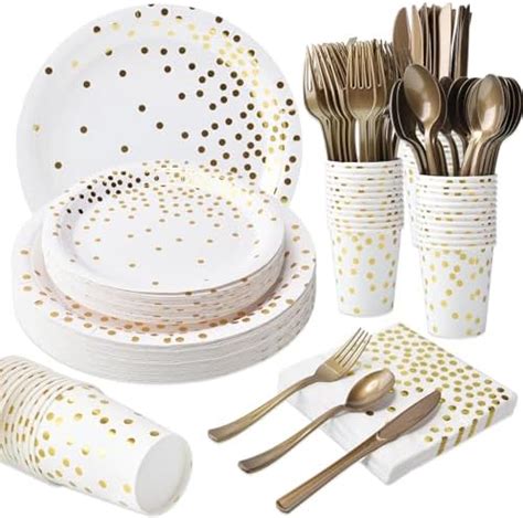 Amazon Conrady Pcs Gold Star Disposable Party Dinnerware Set