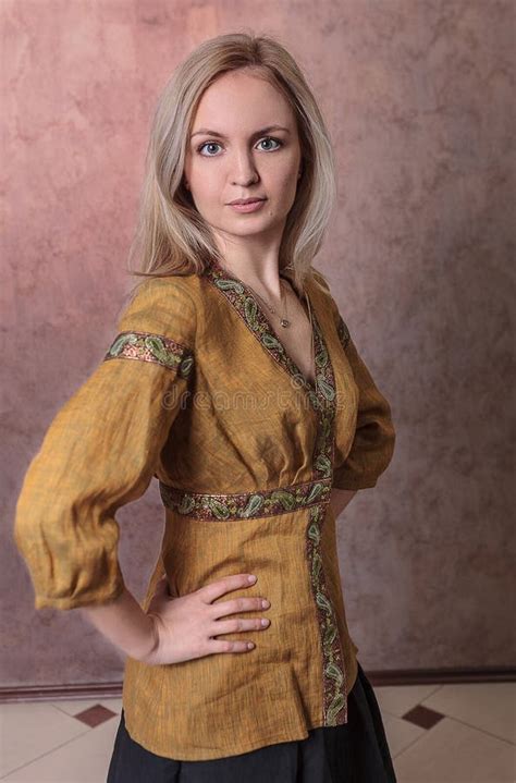 Beautiful Blonde Girl Smiling Stock Image Image Of Dress Folk