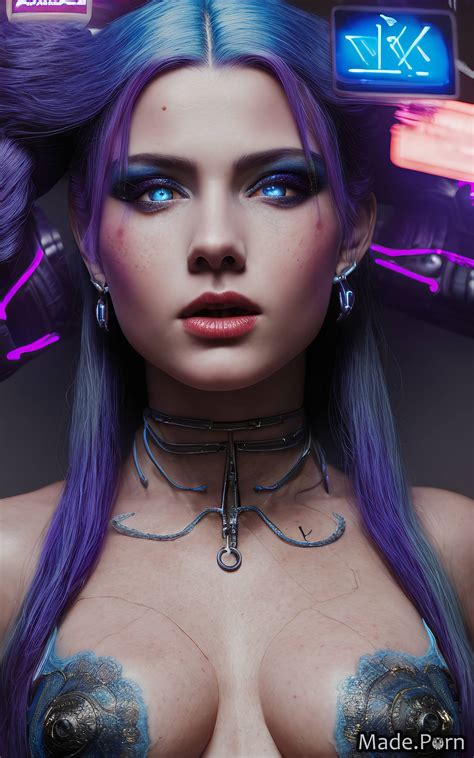 Porn Image Of Blue Hair Devil Slutty Fantasy Armor Sad Perfect Body Face Mask Created By AI