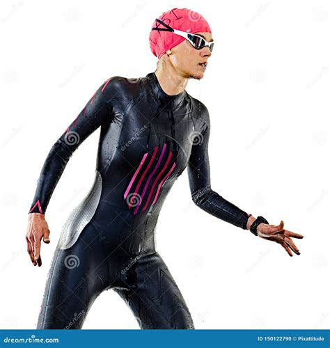 Fondo Bianco Isolato Costume Da Bagno Di Nuoto Del Nuotatore Di Ironman