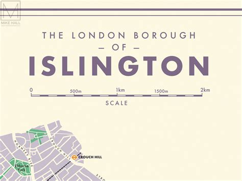 Islington (London borough) retro map giclee print – Mike Hall Maps ...