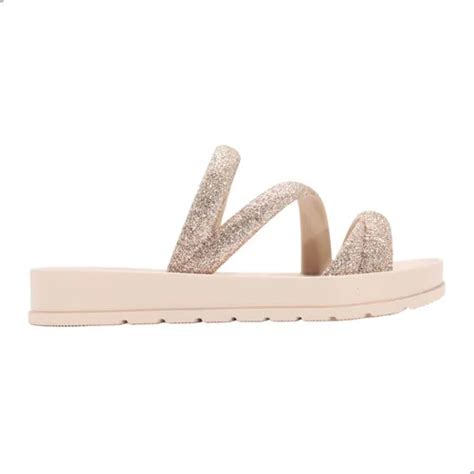 Chinelo Meninas Zaxy Infantil Slide Tiras Glitter Nude Claro MercadoLivre