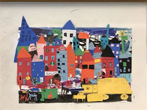 Collaborative City Collage Elementary Art Projects City Collage