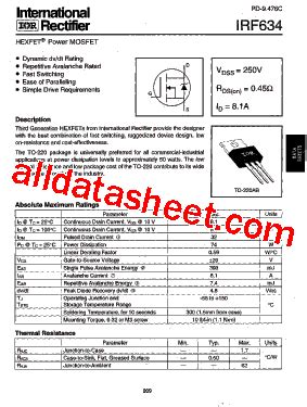 IRF634 Datasheet(PDF) - International Rectifier