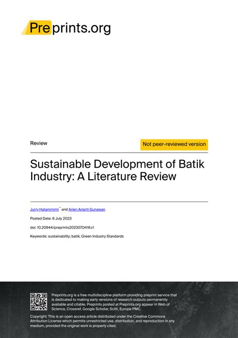 Pdf Sustainable Development Of Batik Industry A Literature Review