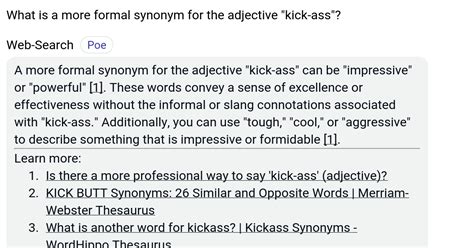 What Is A More Formal Synonym For The Adjective Kick Ass Poe
