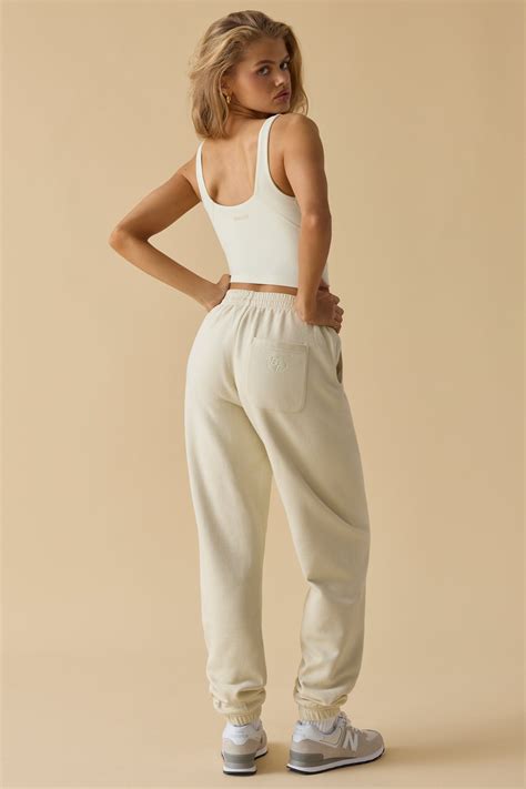 Ultimate Mid Rise Joggers In Bone Oh Polly