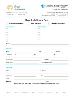 Fillable Online Mildura Sleep Study Referral Form Rtf Fax Email Print