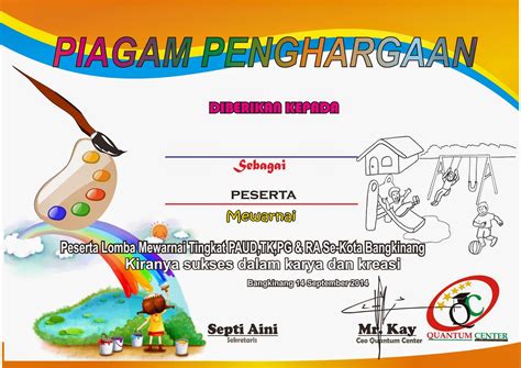 Contoh Piagam Penghargaan Lomba Word Download Piagam
