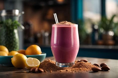 Gesunder bio-smoothie mit hohem proteingehalt, protein-shake-ernährung ...