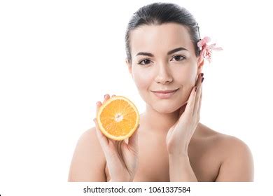 Attractive Naked Girl Clean Skin Holding Stock Photo 1061337584 Shutterstock