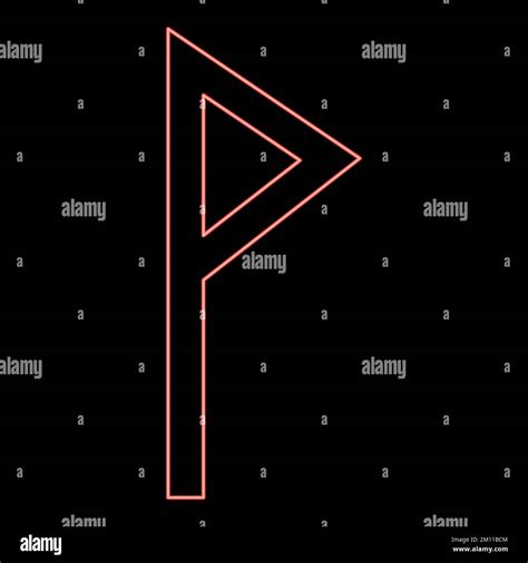 Neon Vuno Rune Wunjo Symbol W Win Vane Joy Red Color Vector